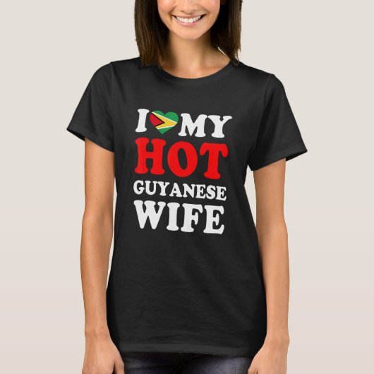 熱いガイアナの妻の夫の贈り物がおもしろい大好き Tシャツ (正面)