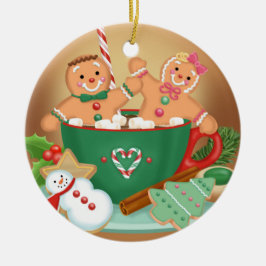 熱いココアおよびジンジャーブレッドのオーナメント セラミックオーナメント