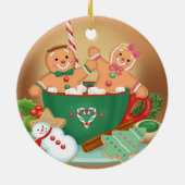 熱いココアおよびジンジャーブレッドのオーナメント セラミックオーナメント (裏面)