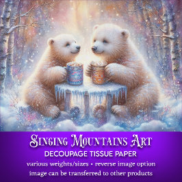 熱いココアの切り離しを持つ居心地の良い冬のホッキョクグマ 薄葉紙