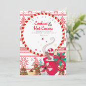 熱いココア及びクッキーのクリスマスの休日のパーティ 招待状 (スタンド正面)