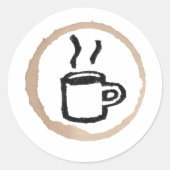 熱いコーヒーのマグカップ ラウンドシール (正面)