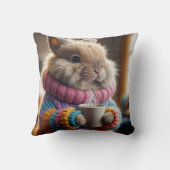 熱いコーヒーカップを持つバニー クッション (裏面)