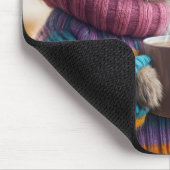 熱いコーヒーカップを持つバニー マウスパッド (コーナー)