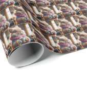 熱いコーヒーカップを持つバニー ラッピングペーパー (ロールコーナー)