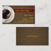 熱いコーヒーダマスク織のブラウンの名刺 名刺 (正面/裏面)