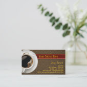 熱いコーヒーダマスク織のブラウンの名刺 名刺 (スタンド正面)