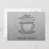 熱いコーヒー;メタルルック ポストカード (正面/裏面)