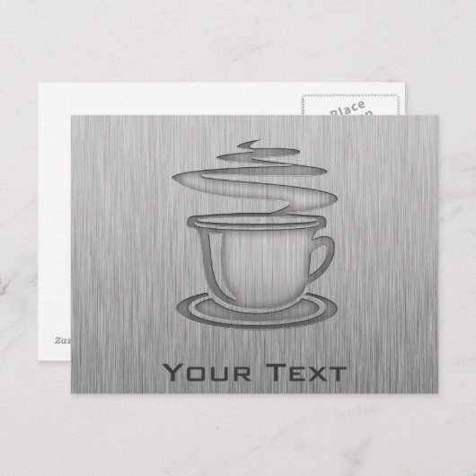 熱いコーヒー;メタルルック ポストカード (正面/裏面)