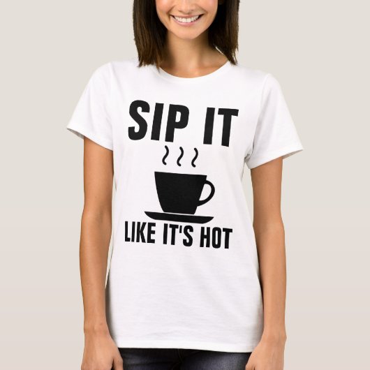 熱いコーヒーTシャツのようにおもしろい飲む Tシャツ (正面)