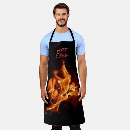 熱いシェフが炎を上げる エプロン (着用した状態)