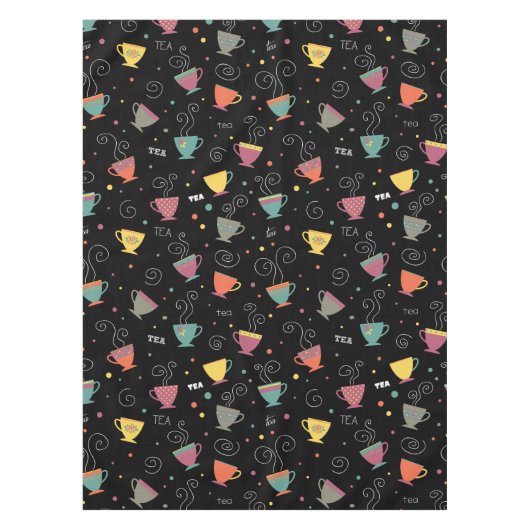 熱いスチームティーマグカップ、冬のお茶のカップ テーブルクロス (正面)