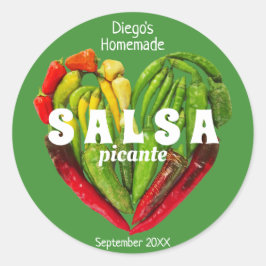 熱いスパイシーな赤い緑の唐辛子ハート食品 ラウンドシール