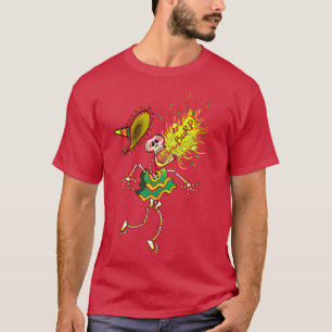 熱いチリペッパーをげっぷをさせるメキシコ骨組 Tシャツ