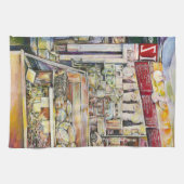 熱いデリで冷たい醸造物 キッチンタオル (横)