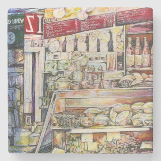 熱いデリで冷たい醸造物 ストーンコースター (正面)