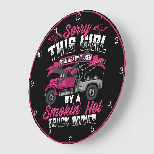 熱いトラック運転手に連れて行かれる少女 ラージ壁時計 (傾斜)