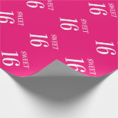 熱いネオンピンクの女の子の菓子の第16誕生日 ラッピングペーパー (角)