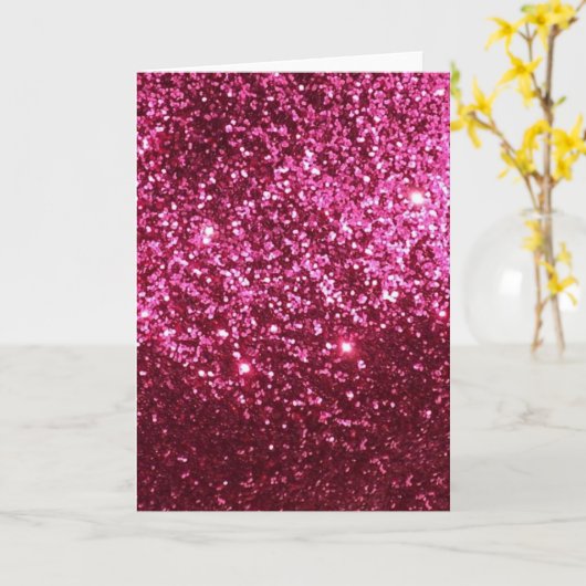 熱いネオンピンクの輝きのグリッターの背景のパーティーのおもしろい カード (黄色い花)