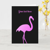 熱いネオンピンク熱帯フラミンゴ鳥デザインカスタム カード (黄色い花)