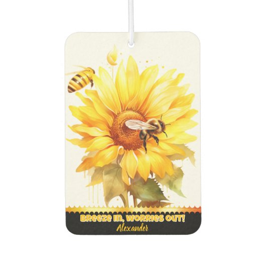 熱いハチとヒマワリの爽やかな開花 カーエアーフレッシュナー (正面)