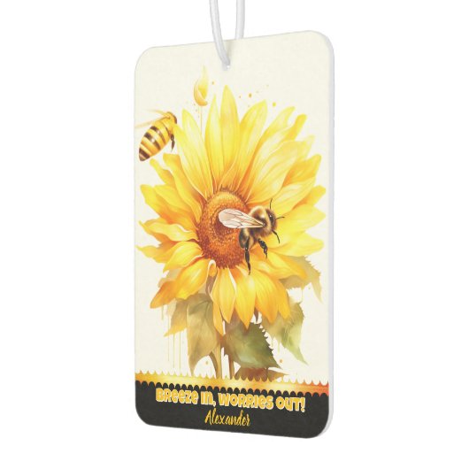 熱いハチとヒマワリの爽やかな開花 カーエアーフレッシュナー (左)