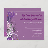 熱いバイオレットはカード星のバルミツワーの応答渦巻きます 出欠カード (正面/裏面)