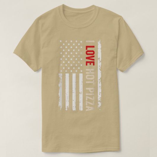 熱いピザアメリカ合衆国国旗が大好き Tシャツ (デザイン正面)