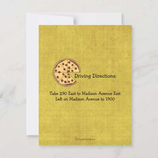 熱いピザパーティの招待状に役立っているシェフ 招待状 (裏面)