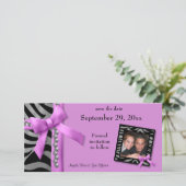 熱いピンクと銀のゼブラの宝石は日付カードを保存 セーブザデート (スタンド正面)