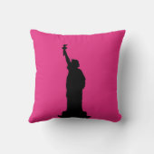 熱いピンクと黒の自由枕の像 クッション (裏面)