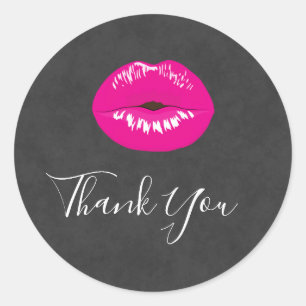 熱いピンクの唇グラマーなイラストレーションありがとう ラウンドシール