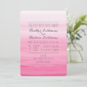 熱いピンクの水刺激を受けた色グラデーション結婚の 招待状 (スタンド正面)