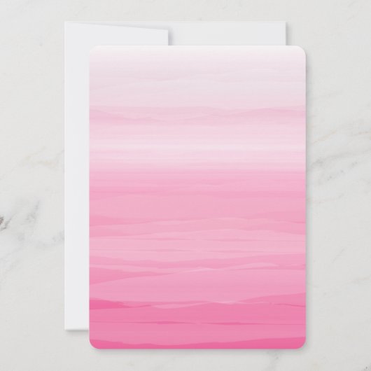 熱いピンクの水刺激を受けた色グラデーション結婚の 招待状 (裏面)