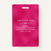 熱いピンクフォイル上のグラマラスな金ゴールドVIP バッジ (裏面)