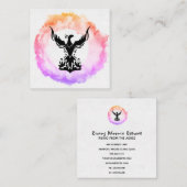 *~*熱いピンク色のフグラデーションェニックスの火のリングや輪 スクエア名刺 (正面/裏面)