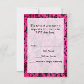 熱いピンク/黒のレースルック 出欠カード (裏面)