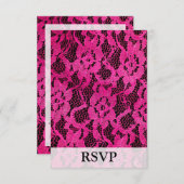 熱いピンク/黒のレースルック 出欠カード (正面/裏面)