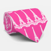 熱いピンクn白のエッフェル塔 ネクタイ (ロール)