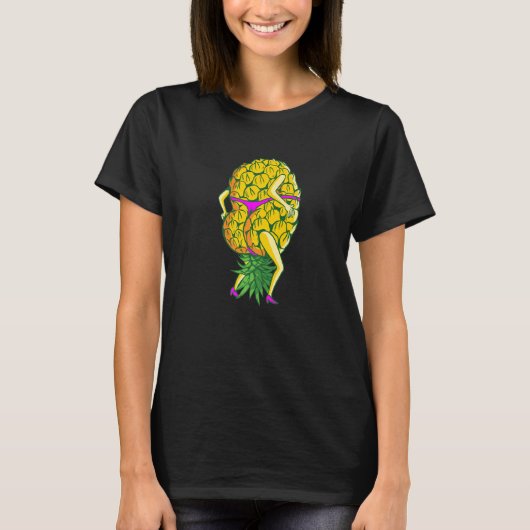 熱いブーティ逆さまにパイナップルスイングース Tシャツ (正面)