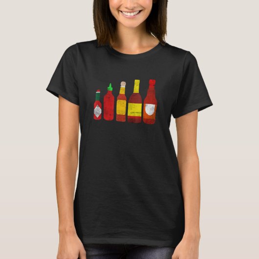 熱いボトルソーススパイシーなハバネロ食べ物愛好家 Tシャツ (正面)