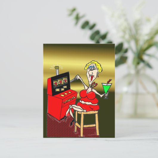 熱いママスロットマシンの郵便はがき ポストカード (スタンド正面)