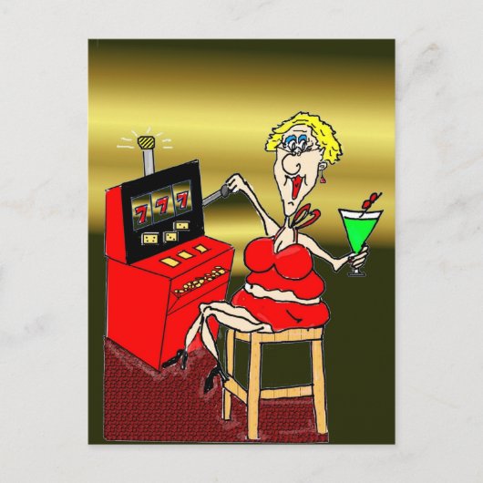 熱いママスロットマシンの郵便はがき ポストカード (正面)