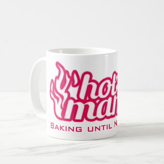 熱いママベーキングの締め切り日ピンクマグ コーヒーマグカップ (正面左)