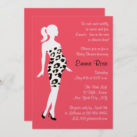 熱いママ!ベビーシャワー招待状 招待状 (正面/裏面)