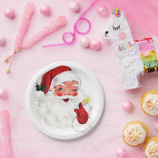 熱いレトロのサンタのクリスマスのプレートの古い学校のデザイン! ペーパープレート (パーティー)