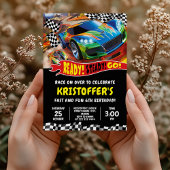 熱いレースカーの誕生日招待状 招待状