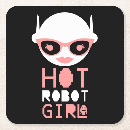 熱いロボットガール スクエアペーパーコースター (正面)