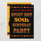 熱い及びぴりっとする誕生日の招待状 招待状 (正面/裏面)