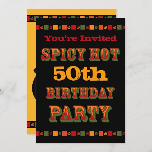 熱い及びぴりっとする誕生日の招待状 招待状 (正面/裏面)